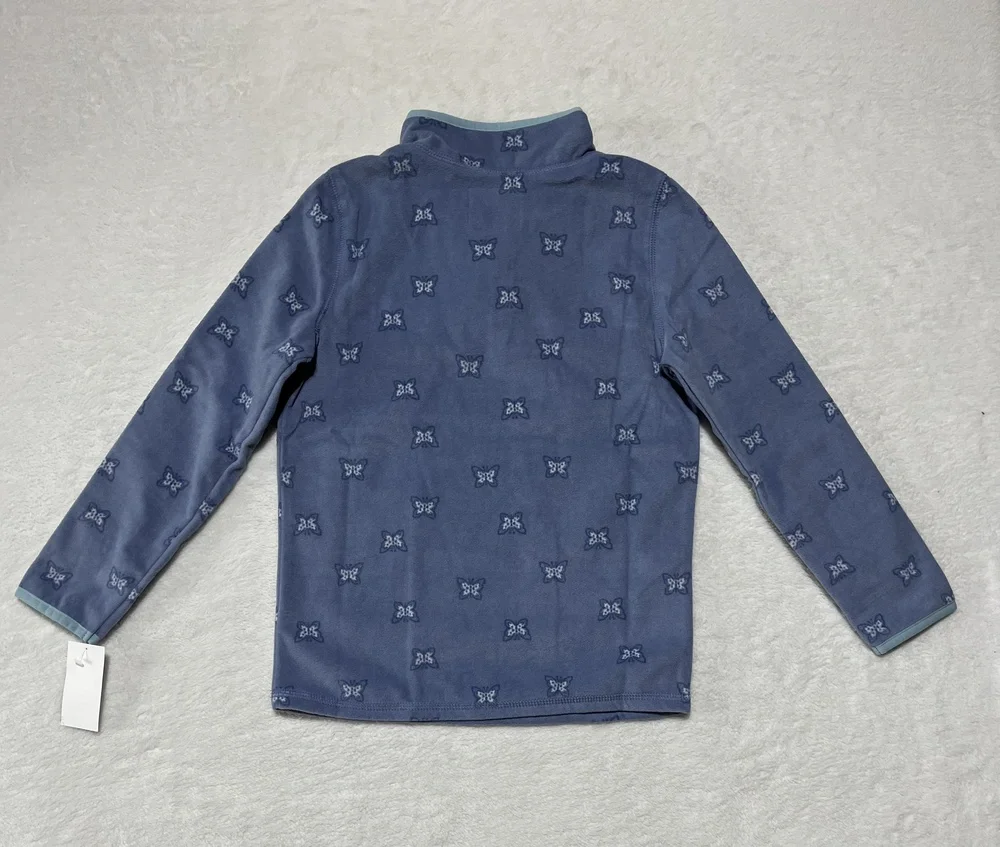 OshKosh B'gosh Pullover Girls 8 Butterfly Fleece Quarter Zip Long Sleeve Top New